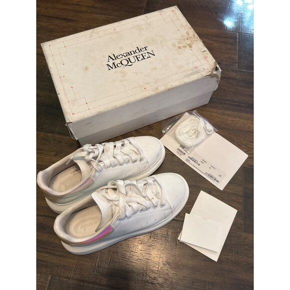 Alexander McQueen oversized thick sole Larry Daim White and Iridescent Leather S - Picture 1 of 16